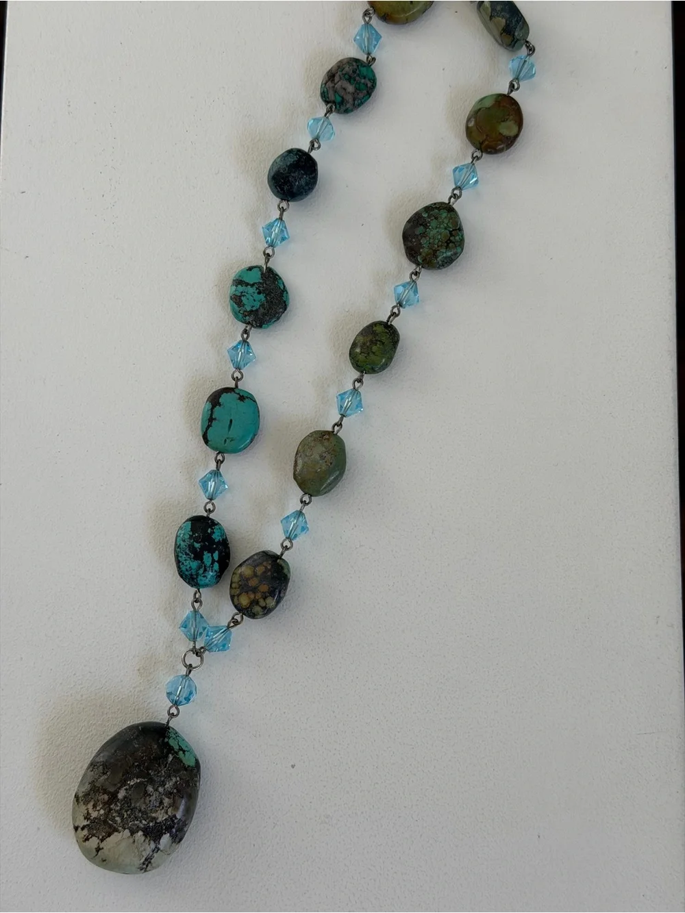 Turquoise and Aqua Stone Pendant Necklace